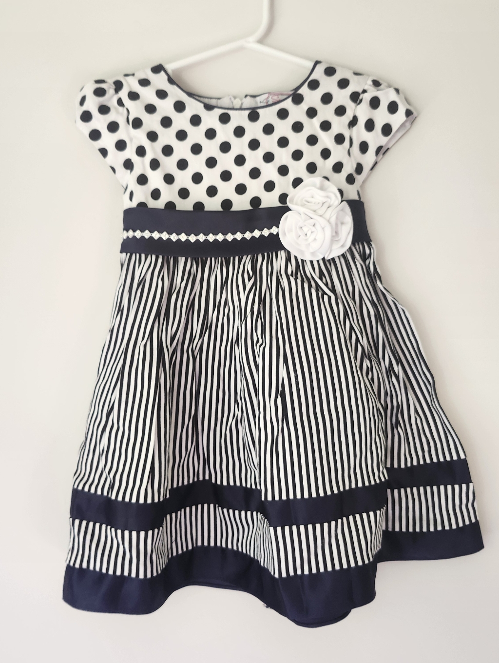 Somebody Loves Me Navy White Girl's 4 Dress